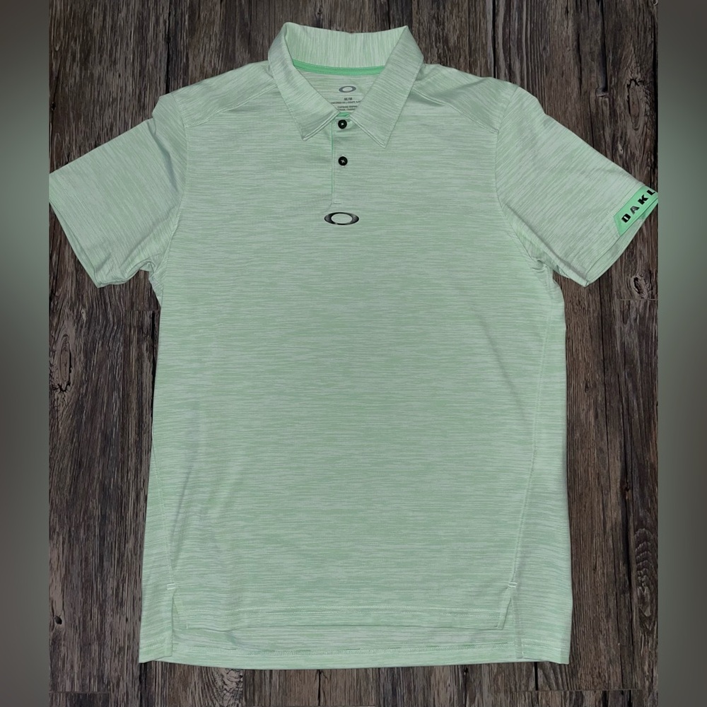 Oakley Men’s Polo Shirt Green Tailored Fit Size M Golf Performance